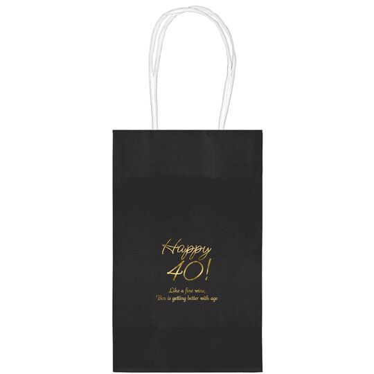 Elegant Happy 40th Medium Twisted Handled Bags